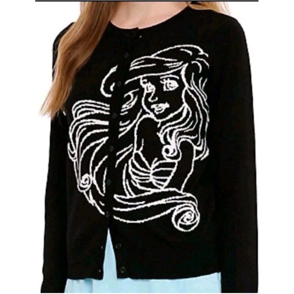 Disney Ariel Little Mermaid Black and White Cardigan Sweater Plus Size‎ 5X NWOT